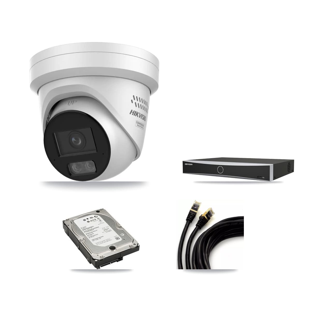 Hikvision 4-Channel 4MP – 5MP CCTV Kit — 3 4MP Turret + 1 5MP Dome Cameras + 5TB Recording