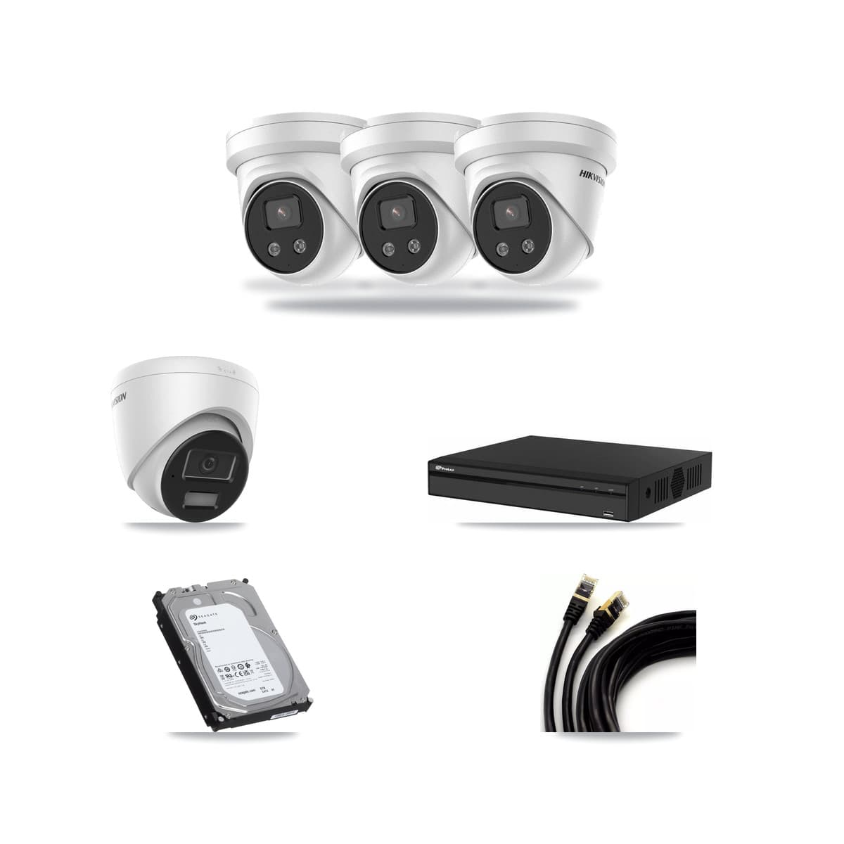 Hikvision & Prolux 4-Channel 4MP – 5MP CCTV Kit — 1 4MP + 3 5MP Turret Cameras + 6TB Recording - Image 1