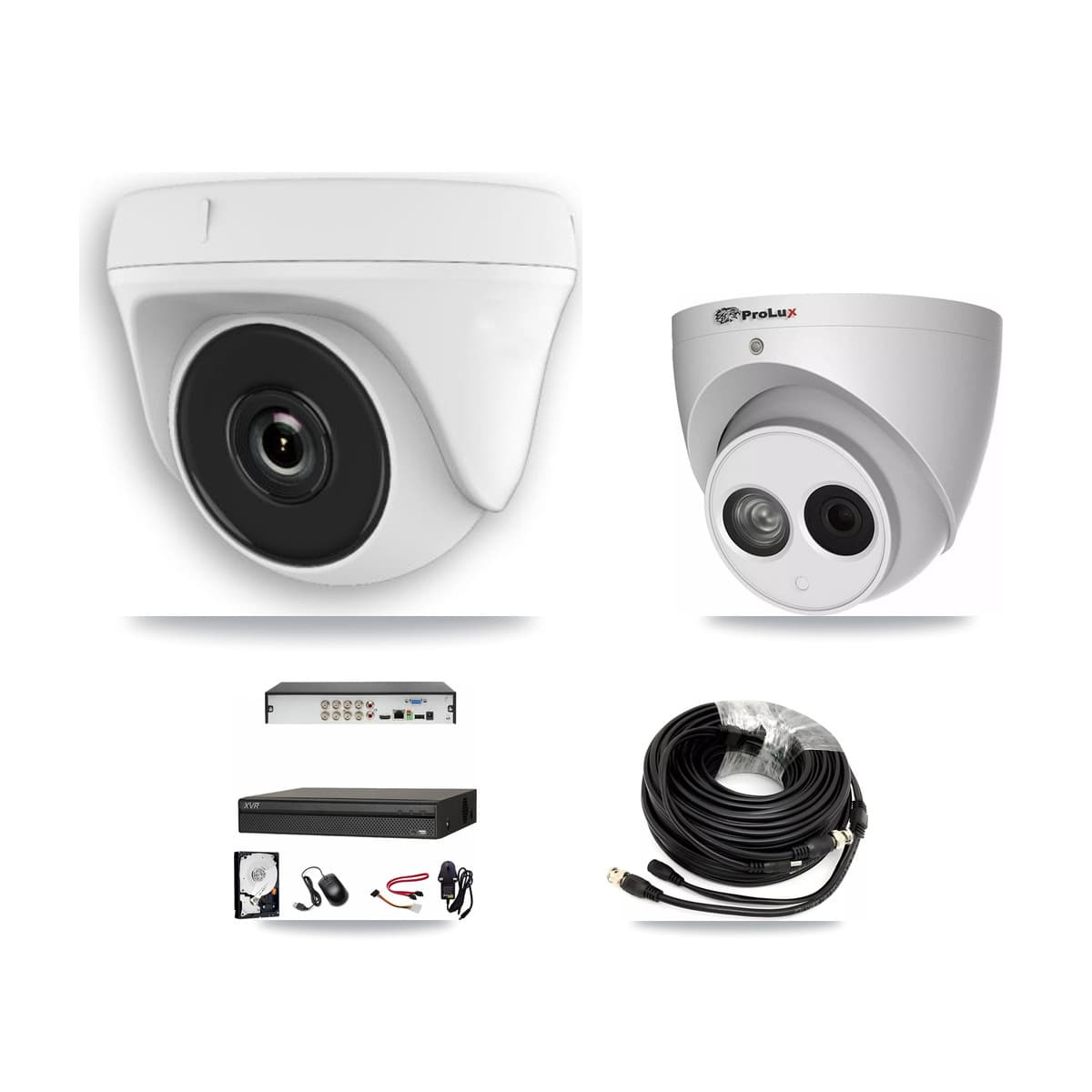 Prolux & Dahua 8-Channel 2MP – 4MP CCTV Kit — 3 White 2MP Dome + 1 4MP Turret Cameras + 3TB Recording (XVR-3108AD Recorder)