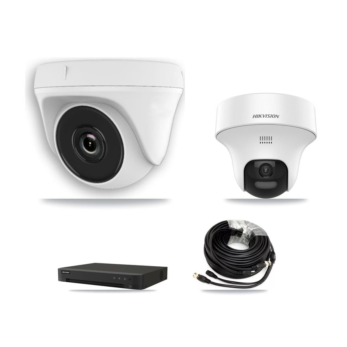 Hikvision 16-Channel 2MP – 5MP CCTV Kit — 1 DS-2CE70K0T 5MP Turret + 3 White HDT-2MP-N20W 2MP Dome Cameras + 3TB Recording (IDS-7216HQHI Recorder)