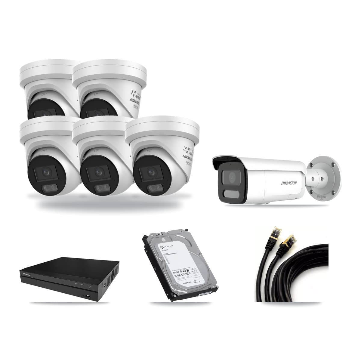 Hikvision & Prolux 8-Channel 4MP CCTV Kit — 5 Turret + 1 Bullet Cameras + 6TB Recording - Image 1
