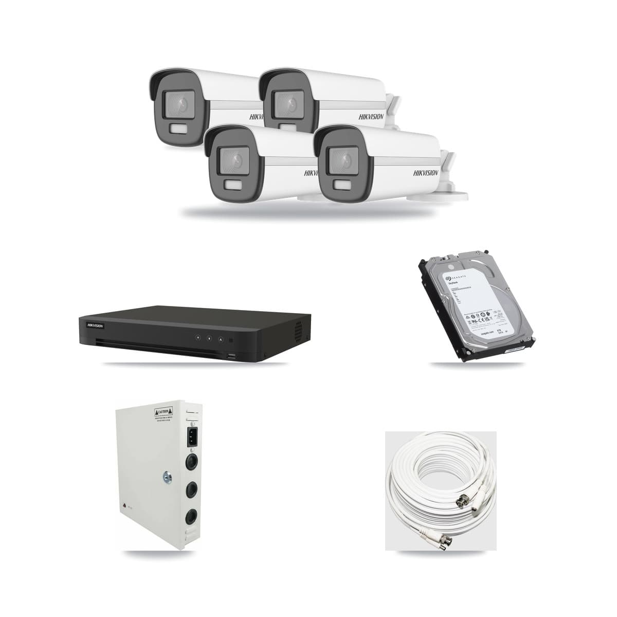 Hikvision 8-Channel 4K CCTV Kit — 4 DS-2CE12UF3T-E Bullet Cameras + 6TB Recording (IDS-7208HUHI-M1/XT Recorder) - Image 1