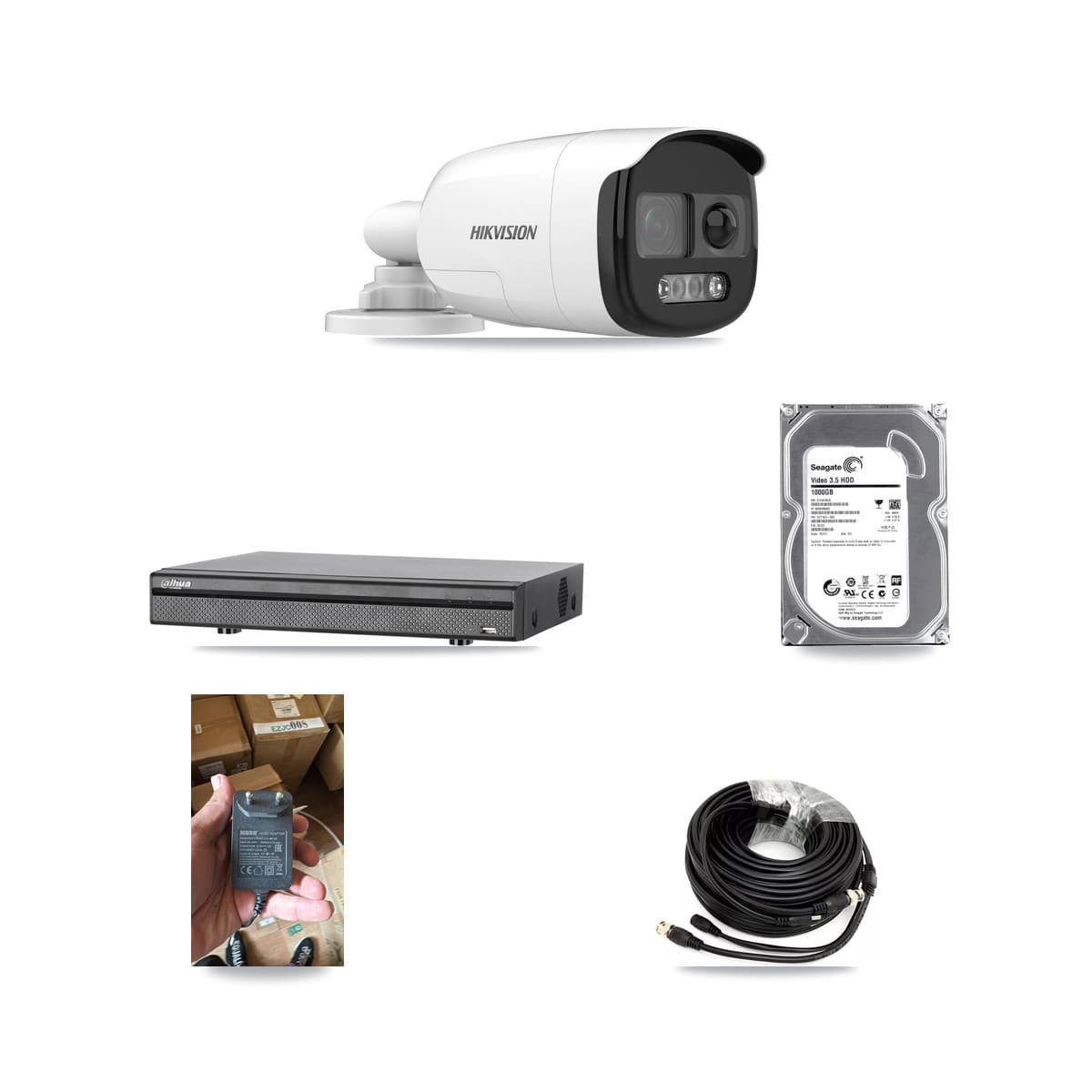 Hikvision & Dahua 8-Channel 5MP CCTV Kit — 1 DS-2CE12KF3T Bullet Camera + 1TB Recording (DH-XVR5108H Recorder) - Image 1