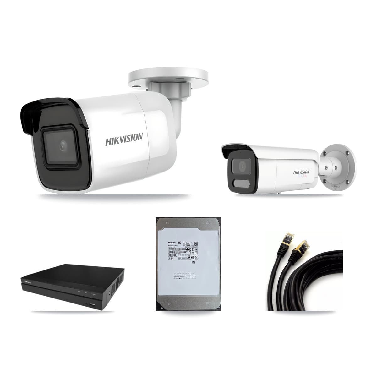 Hikvision & Prolux 16-Channel 4K CCTV Kit — 4 DS-2CD2085G1 + 4 DS-2CD2T87G2H Bullet Cameras + 14TB Recording