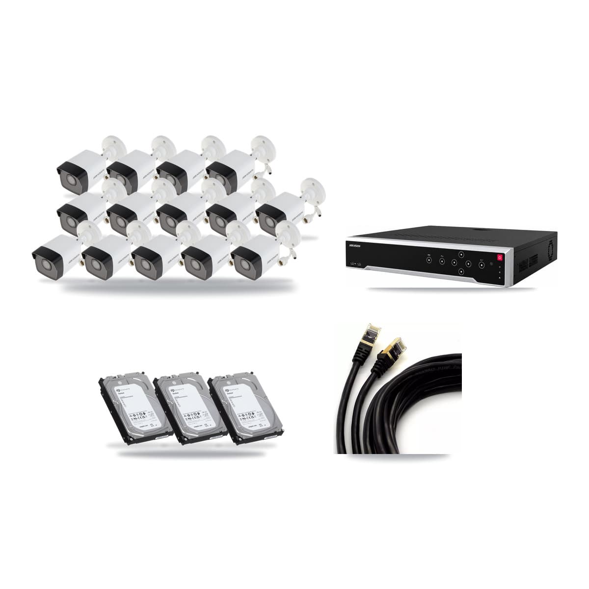 Hikvision 32-Channel 5MP CCTV Kit — 14 DS-2CD1053G0 Bullet Cameras + 3× 6TB Recording - Image 1