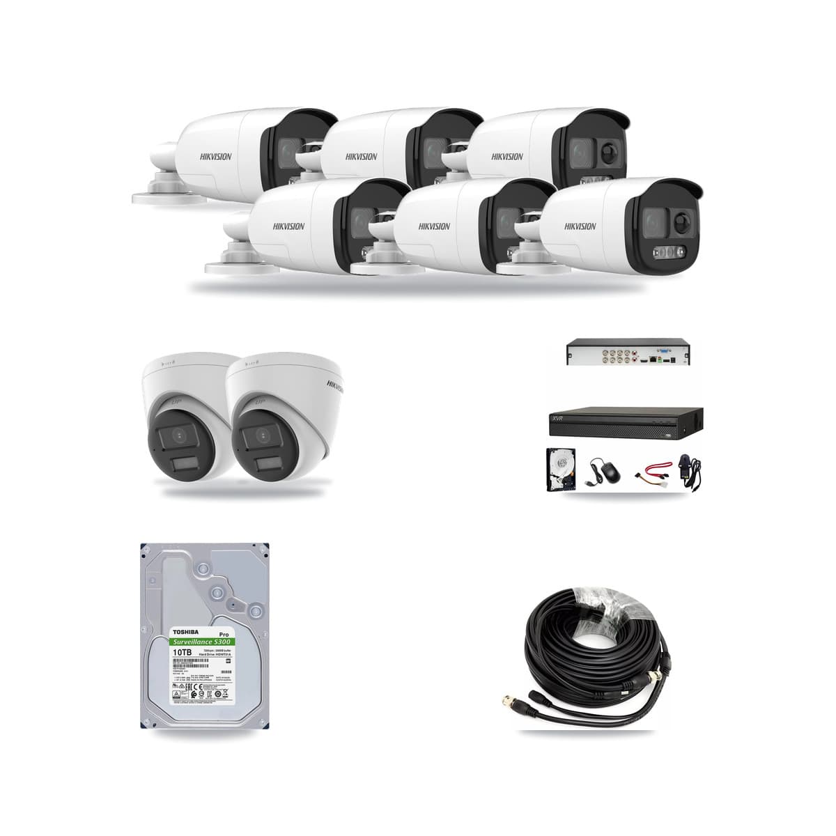Hikvision & Dahua 8-Channel 5MP – 4K CCTV Kit — 6 5MP Bullet + 2 4K Turret Cameras + 10TB Recording - Image 1