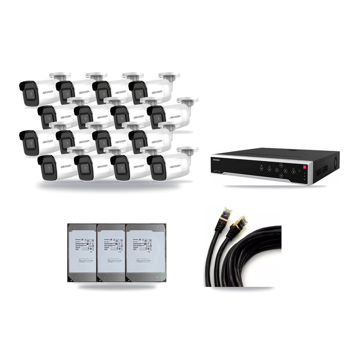 Hikvision 32-Channel 4K CCTV Kit — 16 Bullet Cameras + 3× 14TB Recording - Image 1