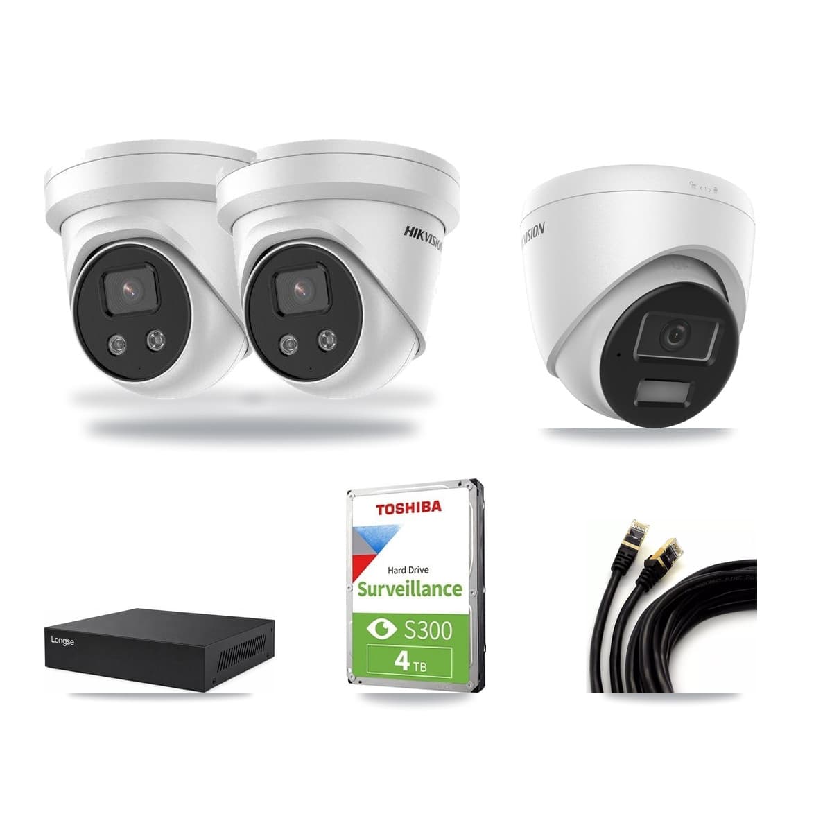 Hikvision & Longse 8-Channel 4MP – 5MP CCTV Kit — 1 4MP + 2 5MP Turret Cameras + 4TB Recording - Image 1