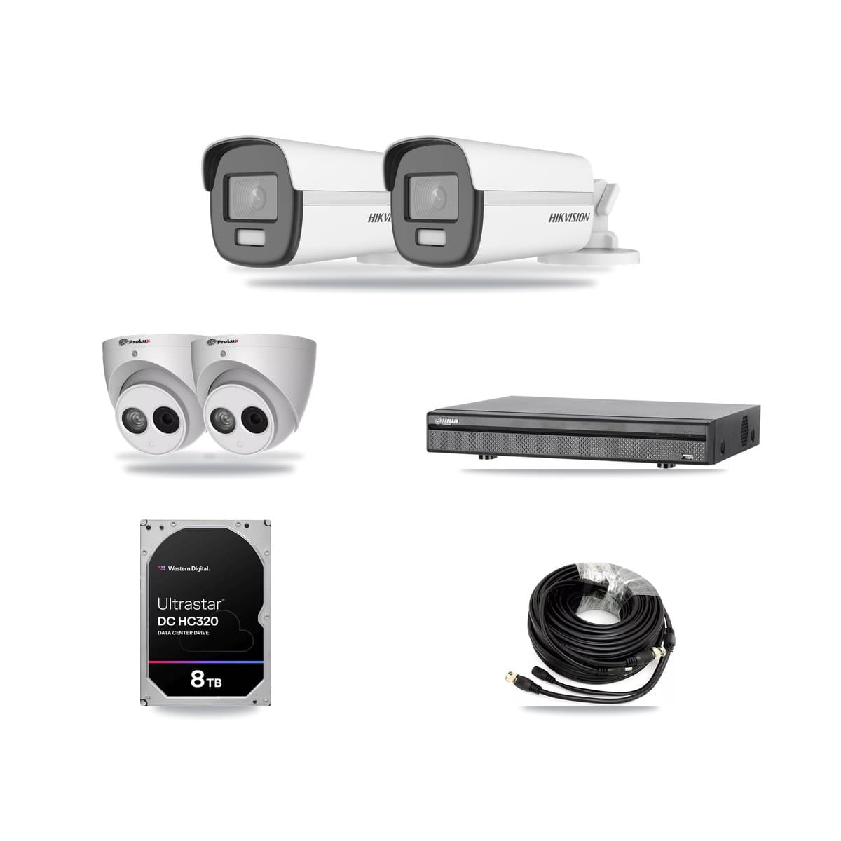 8-Channel 4MP – 4K CCTV Kit — 2 4K Bullet + 2 4MP Turret Cameras + 8TB Recording (DH-XVR5108H Recorder) - Image 1