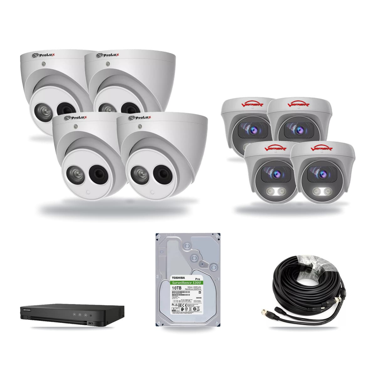 8-Channel 4MP – 5MP CCTV Kit — 4 4MP Turret + 4 5MP Cameras + 10TB Recording - Image 1