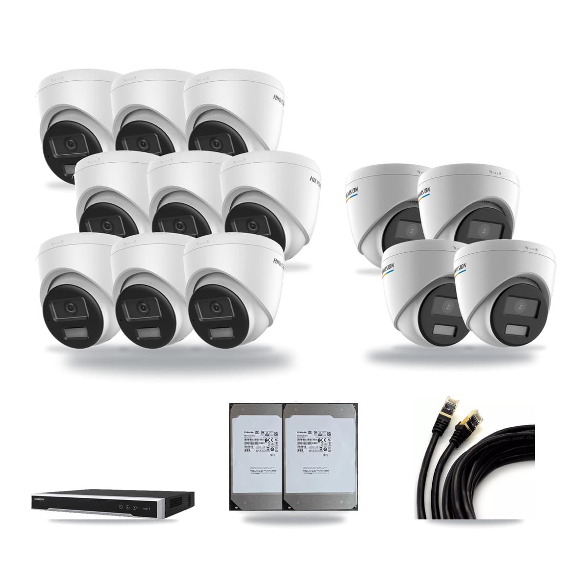 Hikvision 16-Channel 2MP – 4K CCTV Kit — 4 2MP + 9 4K Turret Cameras + 2× 14TB Recording - Image 1