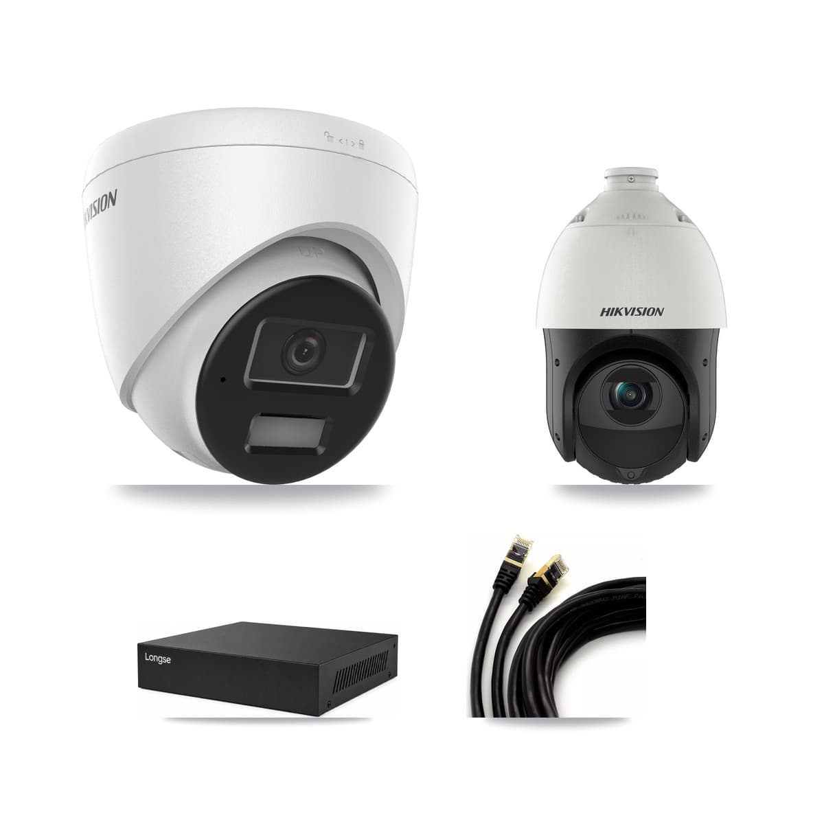 Hikvision & Longse 8-Channel 4MP CCTV Kit — 7 Turret + 1 PTZ Cameras + 8TB Recording