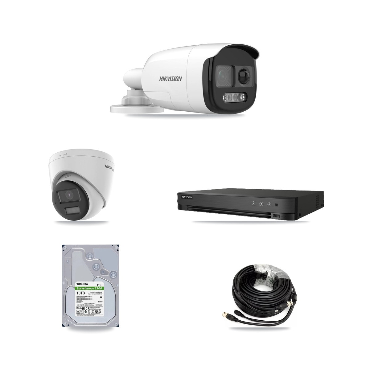 Hikvision 8-Channel 5MP CCTV Kit — 6 DS-2CE12KF3T Bullet + 2 DS-2CE78K0T Turret Cameras + 10TB Recording (IDS-7208HQHI Recorder) - Image 1
