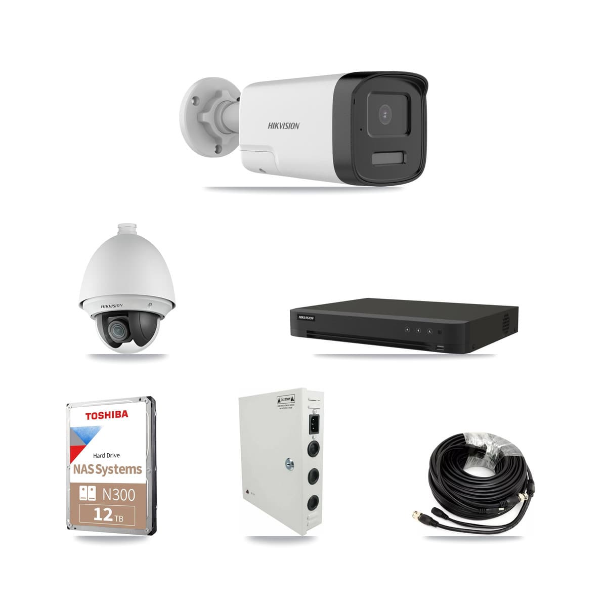 Hikvision 16-Channel 2MP – 5MP CCTV Kit — 3 2MP PTZ + 8 5MP Bullet Cameras + 12TB Recording