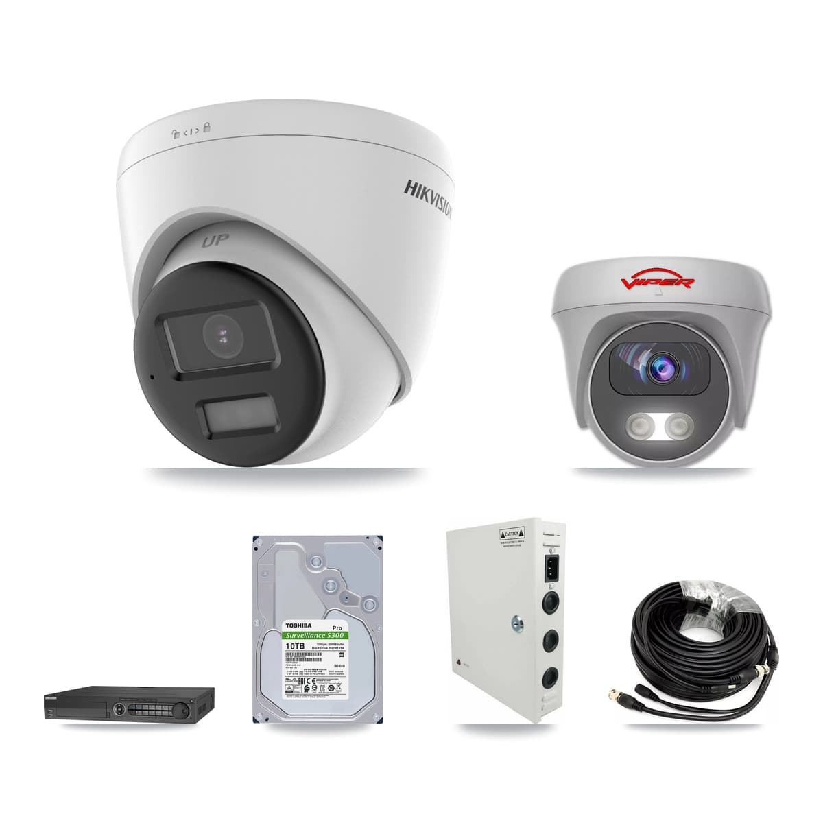 Hikvision & Viper 32-Channel 5MP – 4K CCTV Kit — 15 4K Turret + 1 5MP Cameras + 4× 10TB Recording