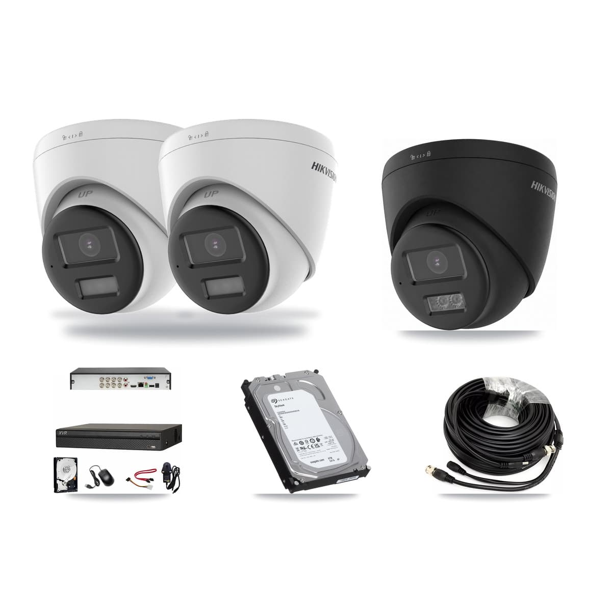 Hikvision & Dahua 8-Channel 4K CCTV Kit — 2 DS-2CE78U0T + 1 DS-2CE78U0T Turret Cameras + 6TB Recording - Image 1