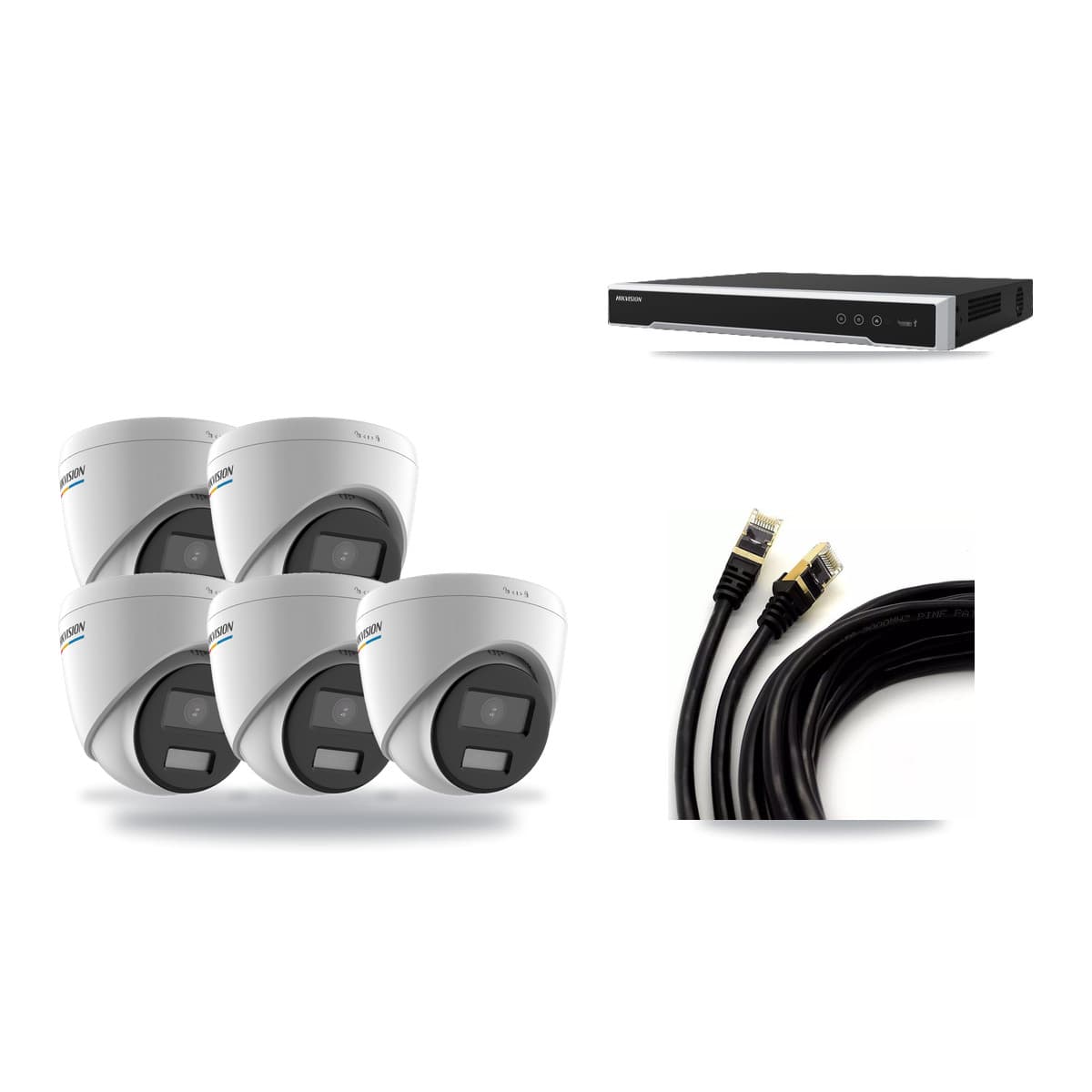 Hikvision 8-Channel 2MP CCTV Kit — 5 Turret Cameras + 3TB Recording (DS-7608NI-M2 Recorder) - Image 1