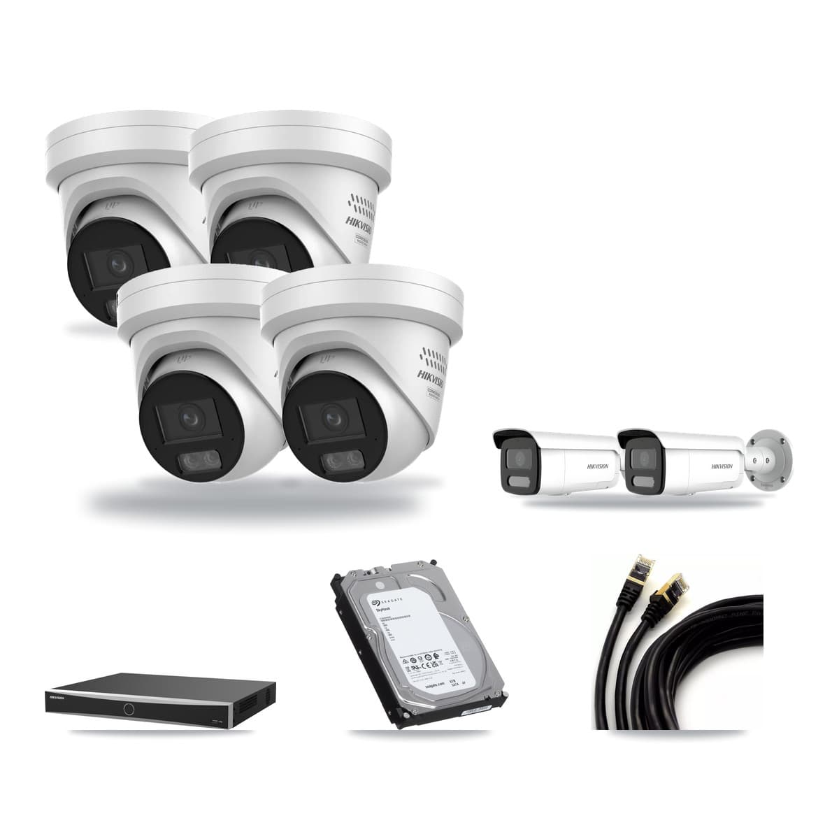 Hikvision 16-Channel 4MP CCTV Kit — 4 DS-2CD2347G3 Turret + 2 DS-2CD2T47G2H Bullet Cameras + 6TB Recording - Image 1