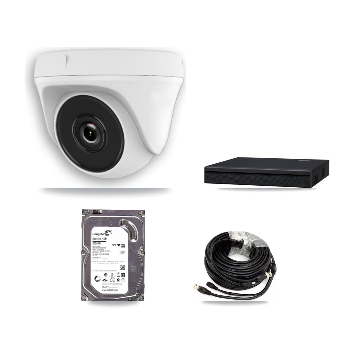 8-Channel 2MP CCTV Kit — 8 White Dome Cameras + 2TB Recording (XVR-3108AD Recorder)