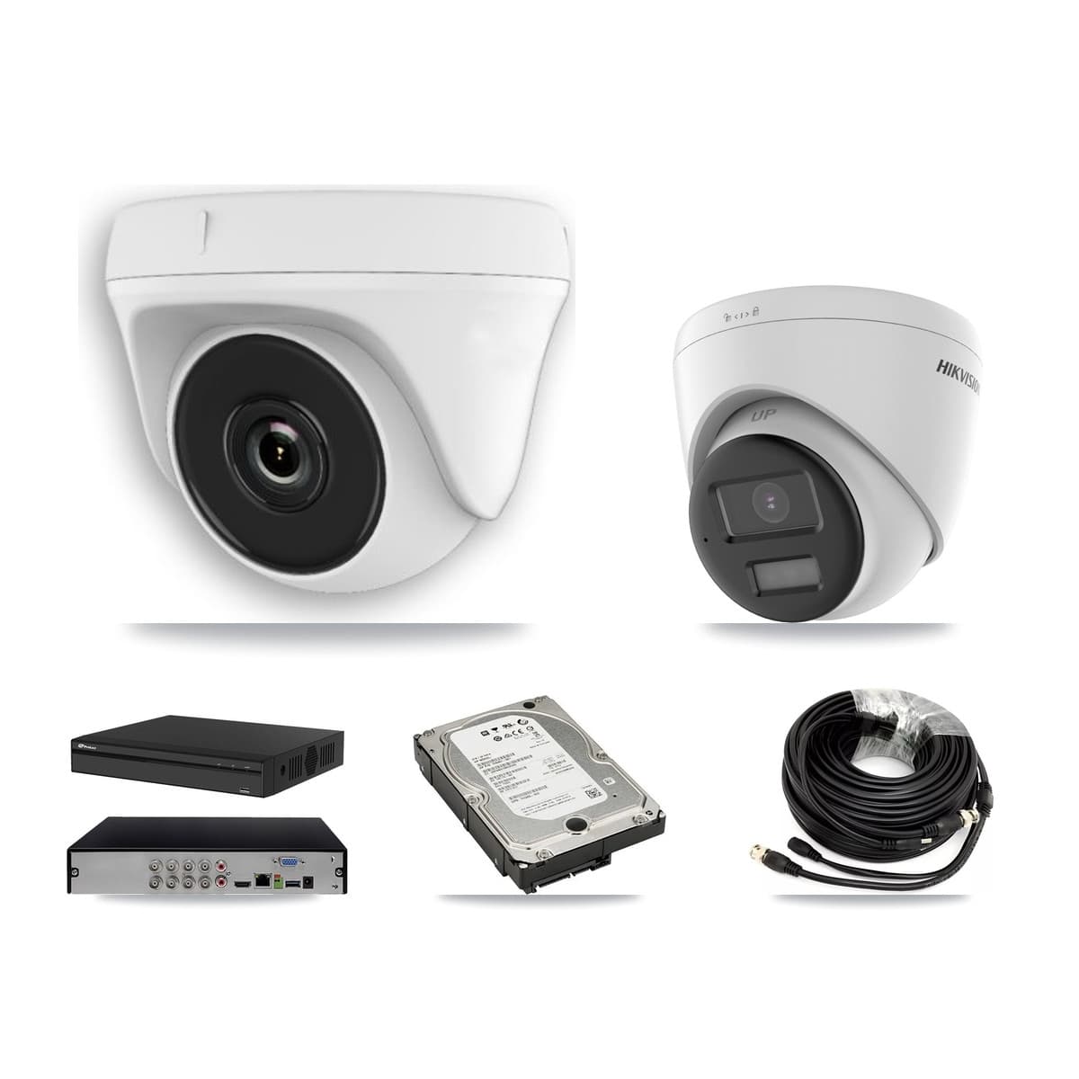 Hikvision & Prolux 8-Channel 2MP – 4K CCTV Kit — 1 4K Turret + 3 White 2MP Dome Cameras + 5TB Recording