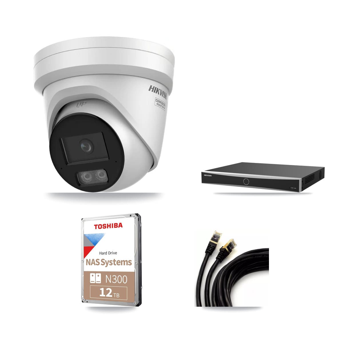 Hikvision 16-Channel 4K CCTV Kit — 9 DS-2CD2387G3 Turret Cameras + 2× 12TB Recording (DS-7616NXI Recorder)