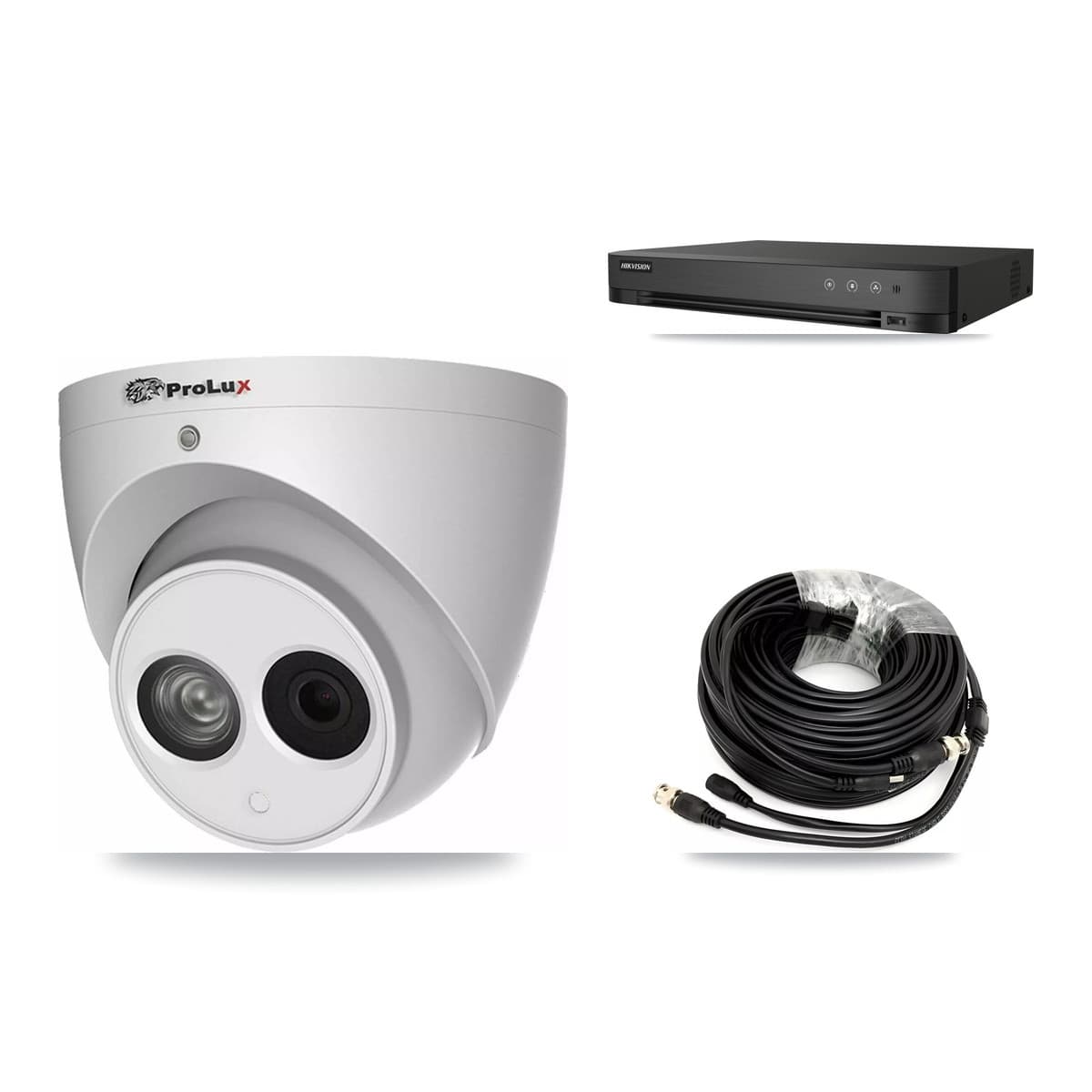 Prolux & Hikvision 4-Channel 4MP CCTV Kit — 2 Turret Cameras + 3TB Recording (IDS-7204HQHI Recorder)