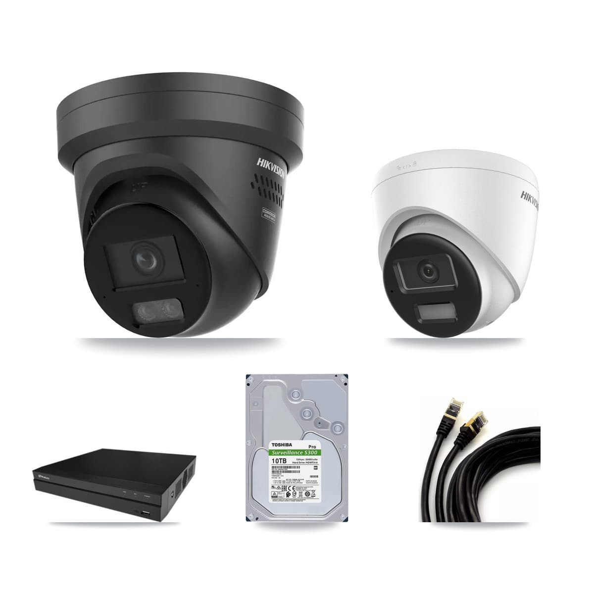Hikvision & Prolux 16-Channel 4K CCTV Kit — 4 DS-2CD1383G2 + 8 DS-2CD2387G3 Turret Cameras + 2× 10TB Recording