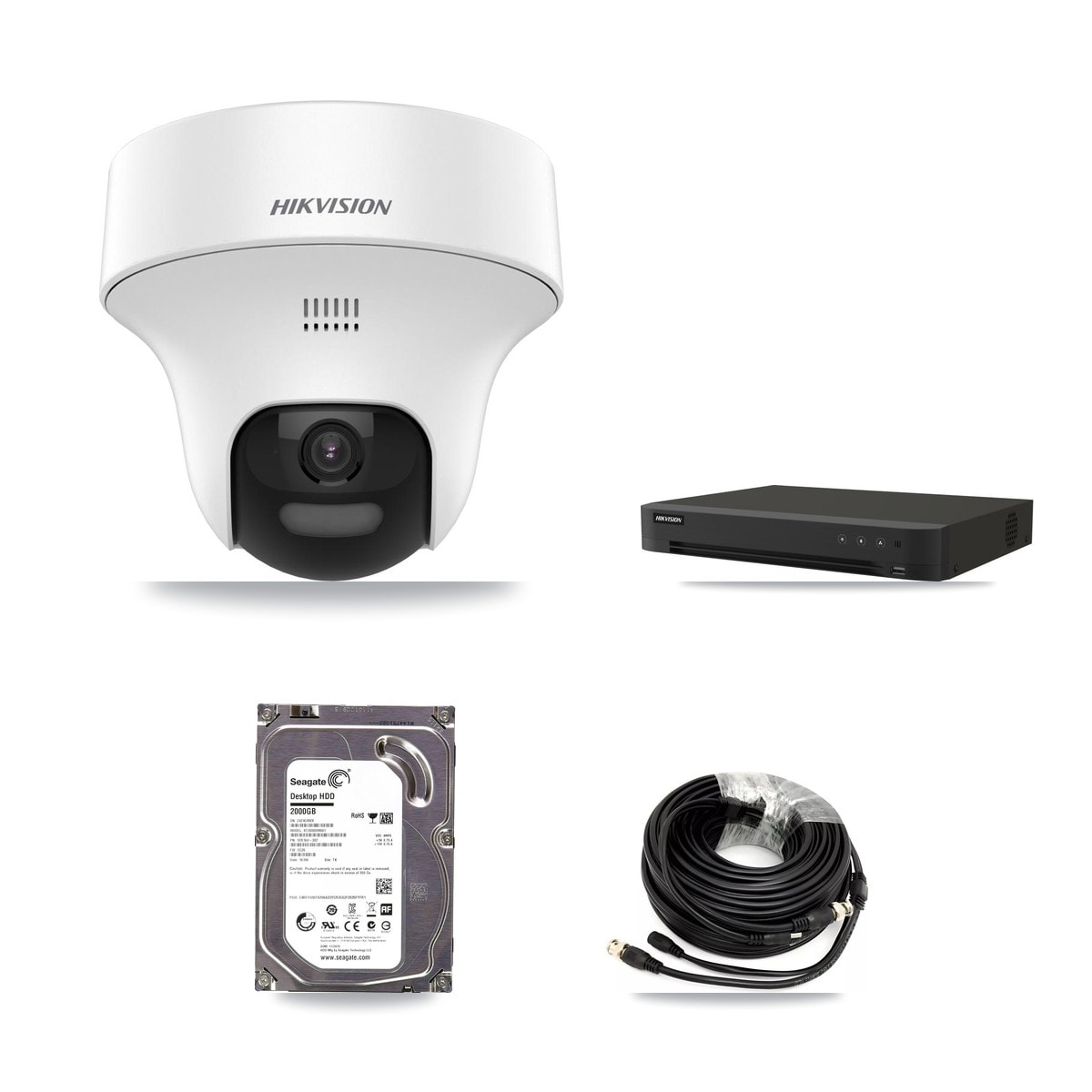Hikvision 8-Channel 5MP CCTV Kit — 6 DS-2CE70K0T-PTLTS Turret Cameras + 2TB Recording (IDS-7208HUHI-M1/XT Recorder)