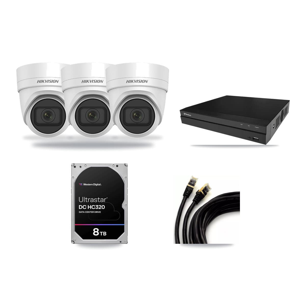 Hikvision & Prolux 8-Channel 4K CCTV Kit — 3 DS-2CD2H83G0 Turret Cameras + 8TB Recording - Image 1
