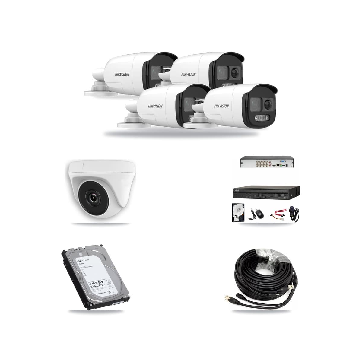 Hikvision & Dahua 8-Channel 2MP – 5MP CCTV Kit — 4 5MP Bullet + 1 2MP Dome Cameras + 6TB Recording - Image 1