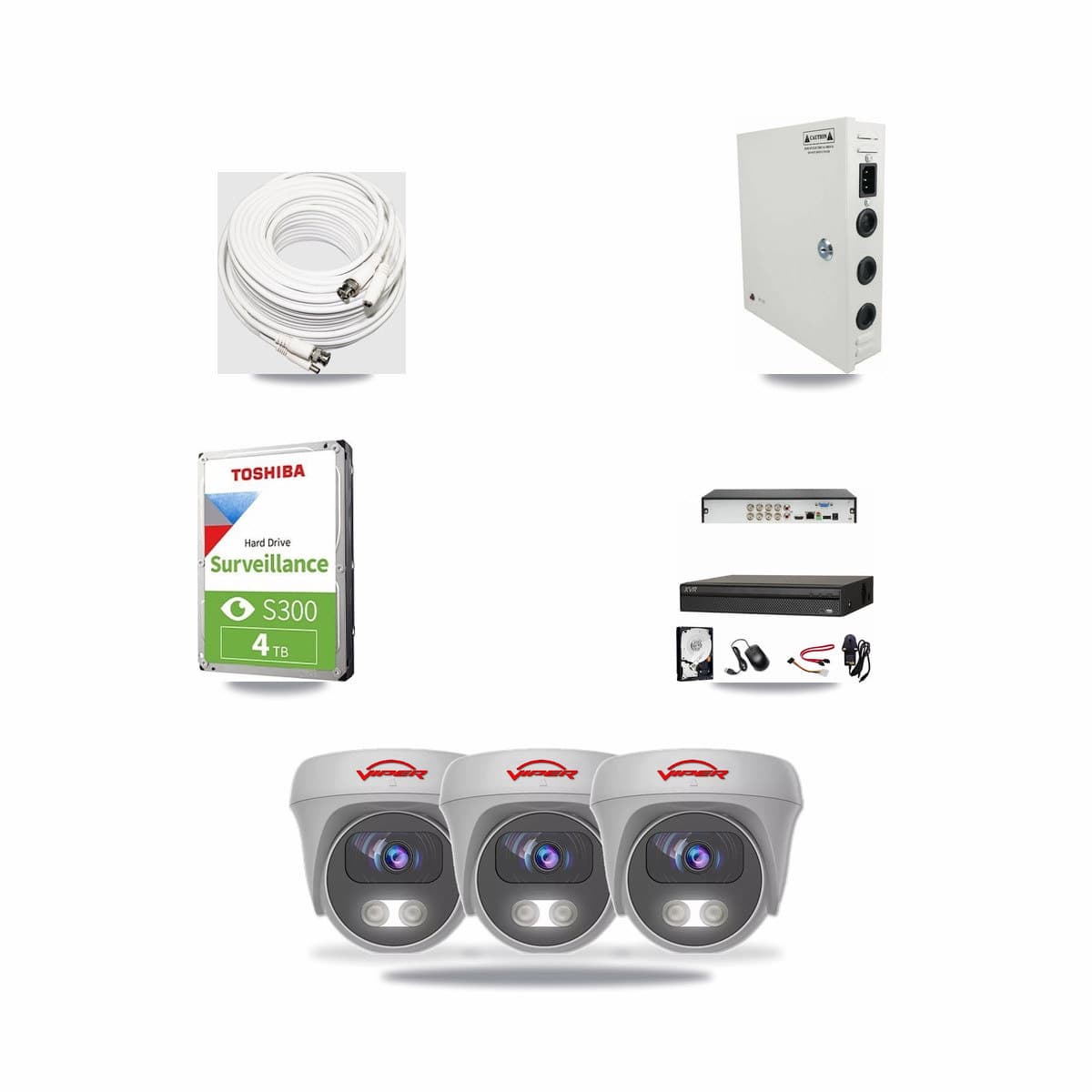 Dahua 8-channel CCTV kit: 3 cameras (3× 5MP Camera), 4TB hard drive
