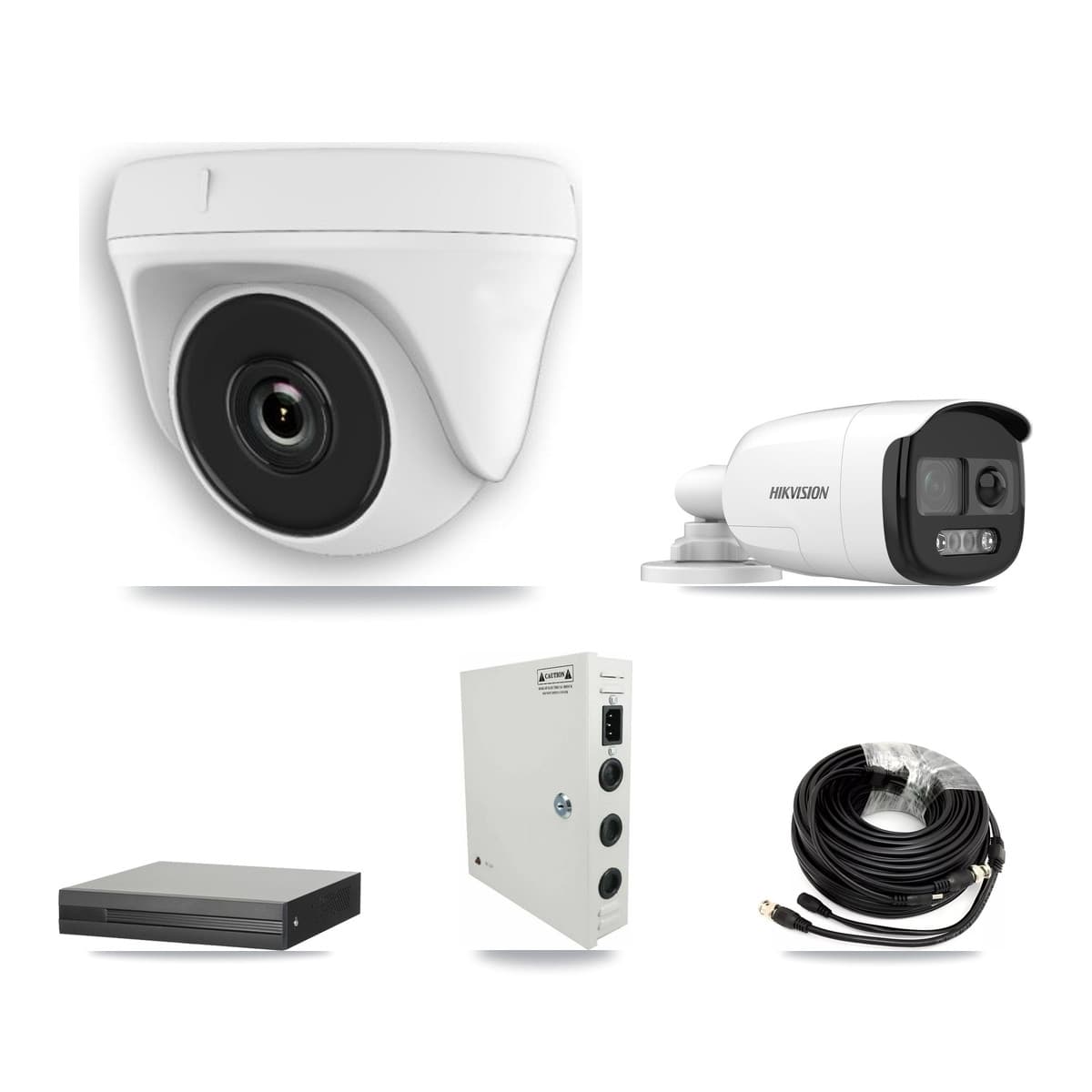 Hikvision 16-Channel 2MP – 5MP CCTV Kit — 1 DS-2CE12KF3T 5MP Bullet + 10 White HDT-2MP-N20W 2MP Dome Cameras + 8TB Recording