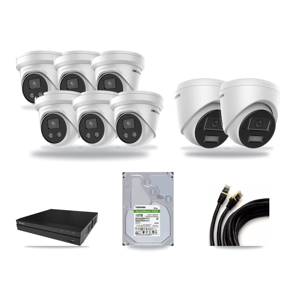 Hikvision & Prolux 8-Channel 4MP – 5MP CCTV Kit — 2 4MP + 6 5MP Turret Cameras + 10TB Recording - Image 1