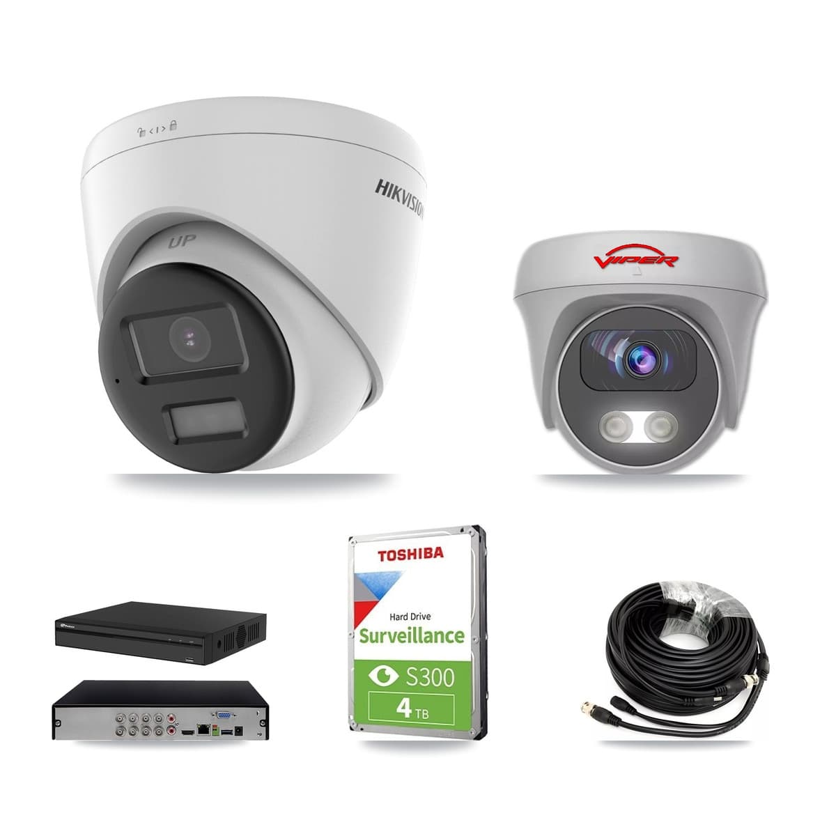 8-Channel 5MP – 4K CCTV Kit — 1 4K Turret + 1 White 5MP Cameras + 4TB Recording (PXD-5108HS Recorder) - Image 1