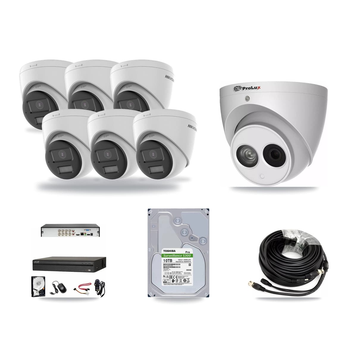 8-Channel 4MP – 4K CCTV Kit — 6 4K + 1 4MP Turret Cameras + 10TB Recording (XVR-3108AD Recorder) - Image 1