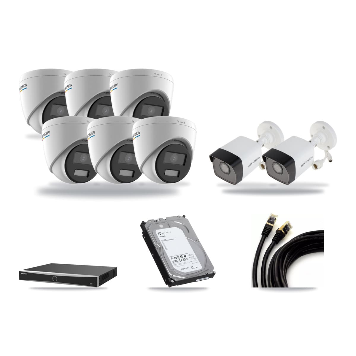Hikvision 16-Channel 2MP – 5MP CCTV Kit — 2 5MP Bullet + 6 2MP Turret Cameras + 6TB Recording (DS-7616NXI Recorder) - Image 1