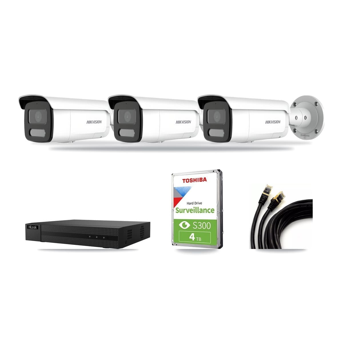 Hikvision & HiLook 8-Channel 4MP CCTV Kit — 3 Bullet Cameras + 4TB Recording (NVR-108MH-D Recorder) - Image 1