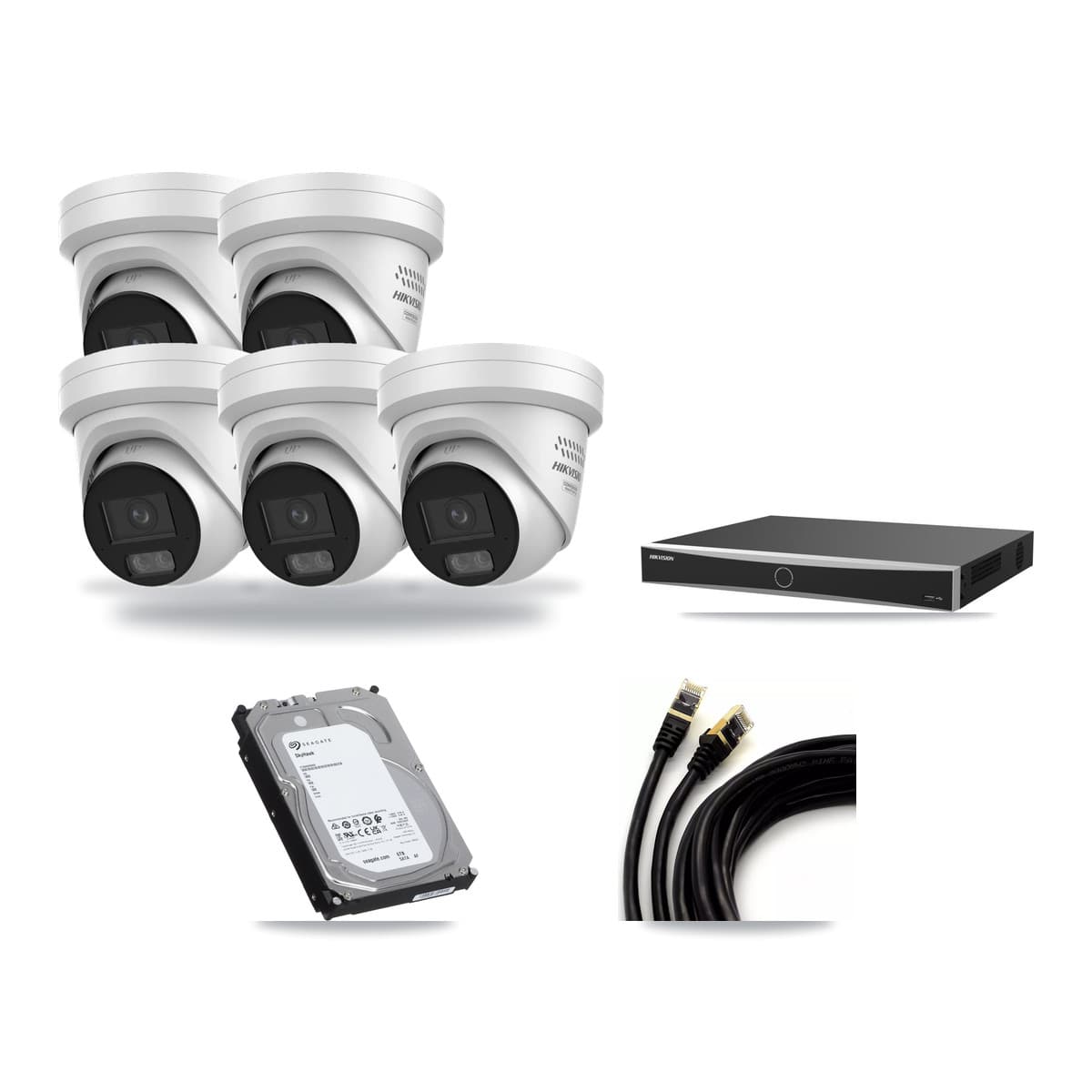 Hikvision 16-Channel 4MP CCTV Kit — 5 DS-2CD2347G3 Turret Cameras + 6TB Recording (DS-7616NXI Recorder) - Image 1