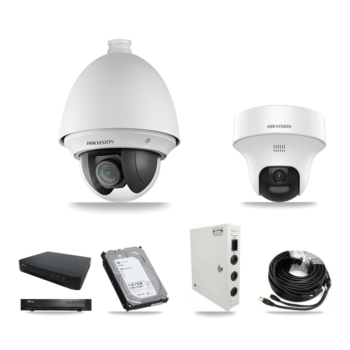 Hikvision & Prolux 16-Channel 2MP – 5MP CCTV Kit — 3 DS-2AE4225T 2MP PTZ + 3 DS-2CE70K0T 5MP Turret Cameras + 6TB Recording