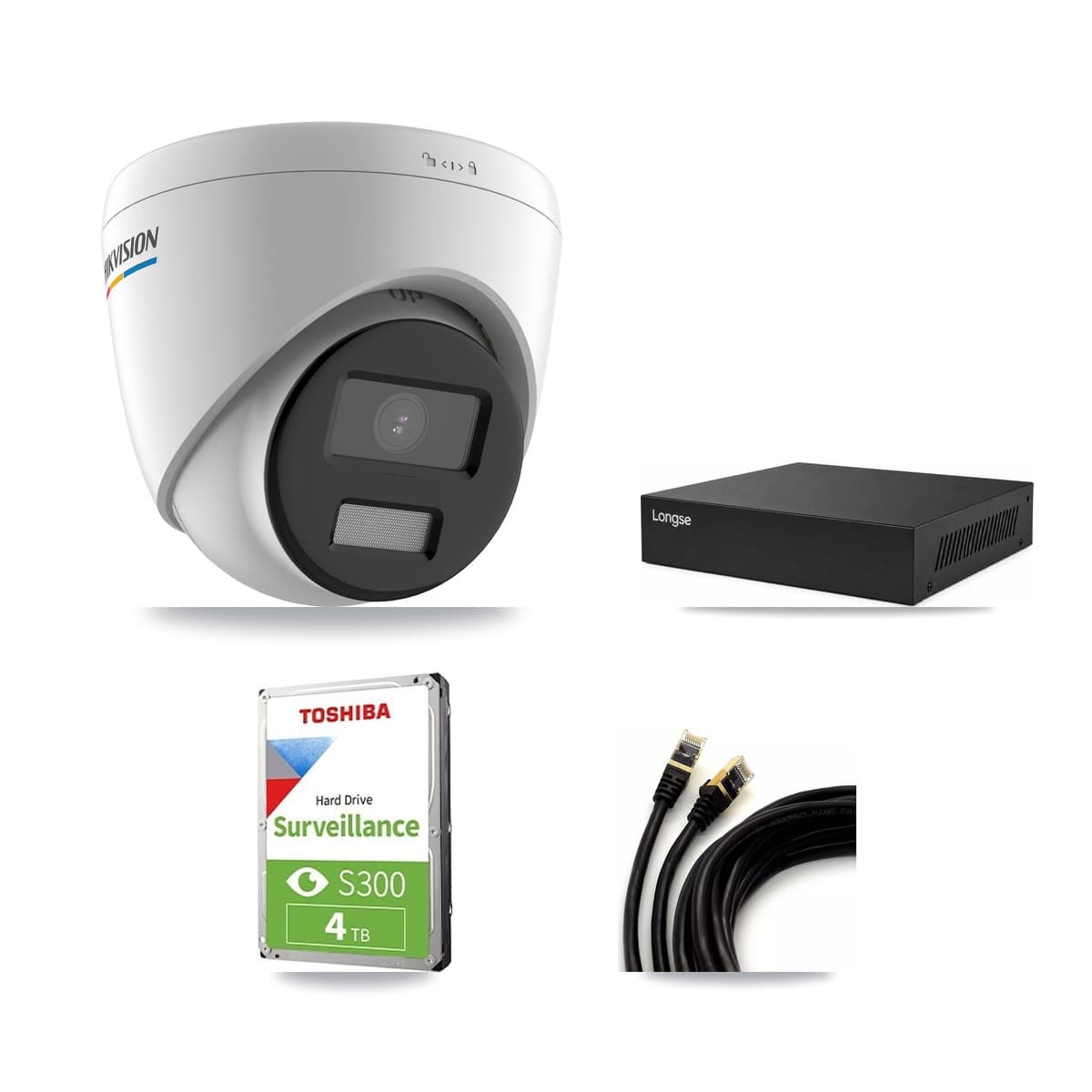 Hikvision & Longse 8-Channel 2MP CCTV Kit — 6 Turret Cameras + 4TB Recording