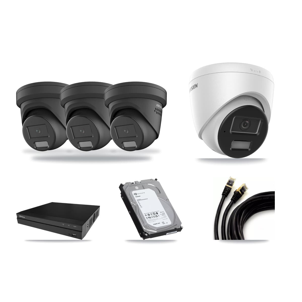 Hikvision & Prolux 8-Channel 4MP CCTV Kit — 1 DS-2CD1343G2 + 3 DS-2CD2347G2 Turret Cameras + 6TB Recording - Image 1