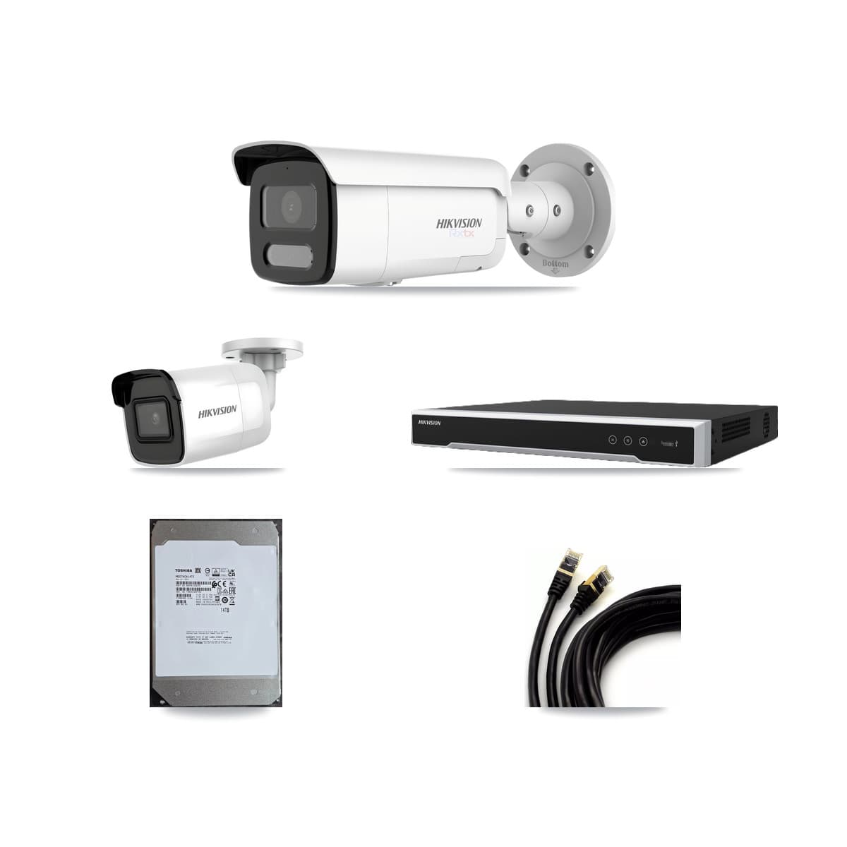 Hikvision 8-Channel 4K CCTV Kit — 1 DS-2CD2085G1 + 6 DS-2CD2T87G2H Bullet Cameras + 14TB Recording