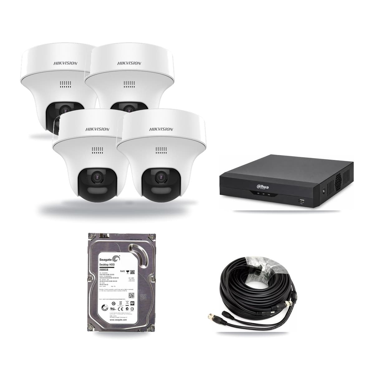 Hikvision & Dahua 4-Channel 5MP CCTV Kit — 4 DS-2CE70K0T Turret Cameras + 2TB Recording - Image 1