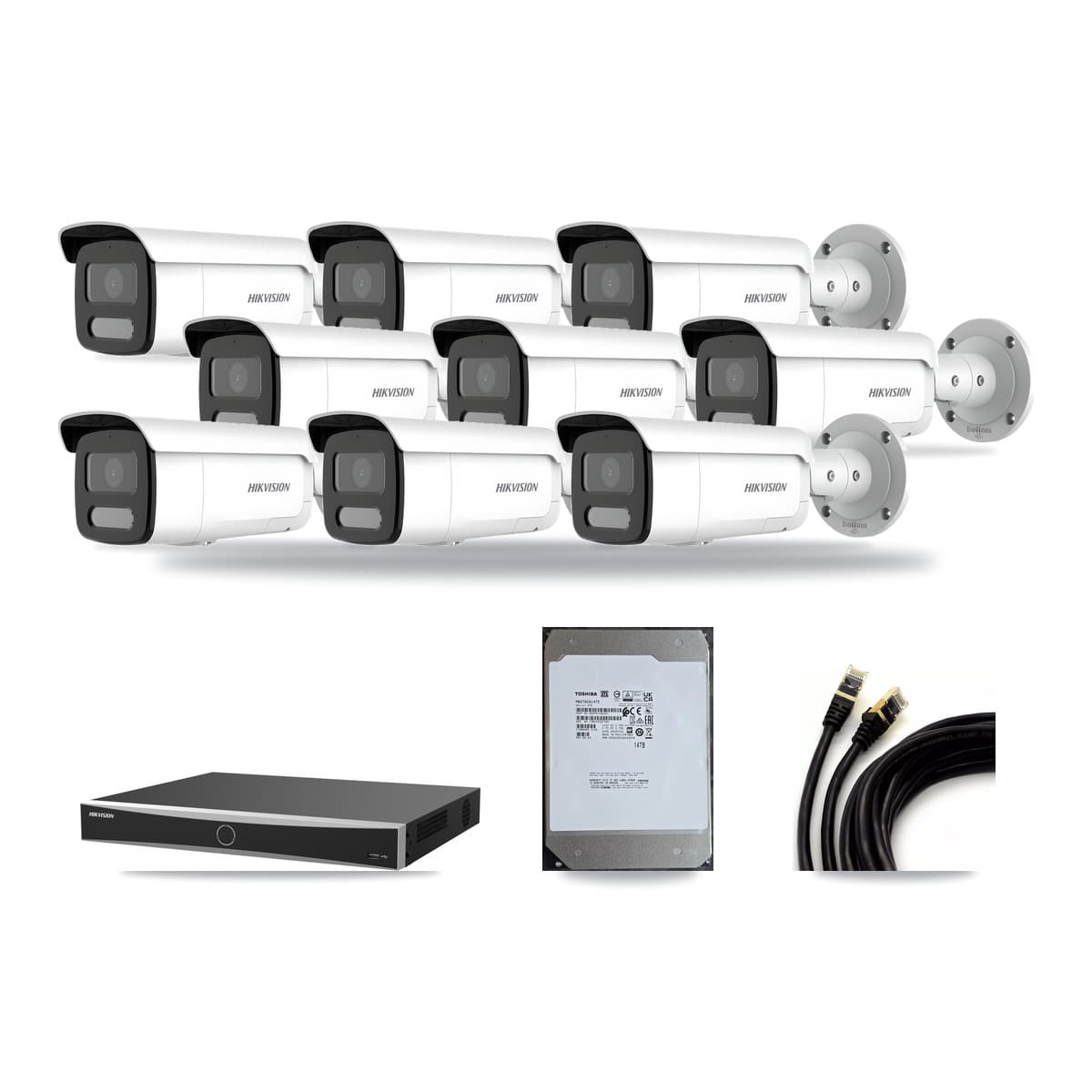 Hikvision 16-Channel 4MP – 4K CCTV Kit — 8 4MP + 1 White 4K Bullet Cameras + 14TB Recording (DS-7616NXI Recorder) - Image 1