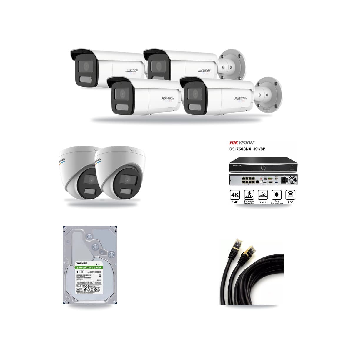 Hikvision 8-Channel 2MP – 4K CCTV Kit — 2 2MP Turret + 4 4K Bullet Cameras + 10TB Recording - Image 1