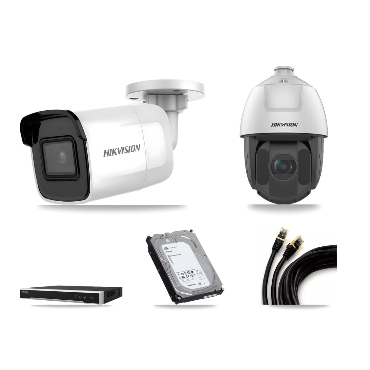 Hikvision 8-Channel 2MP – 4K CCTV Kit — 3 4K Bullet + 1 2MP PTZ Cameras + 6TB Recording