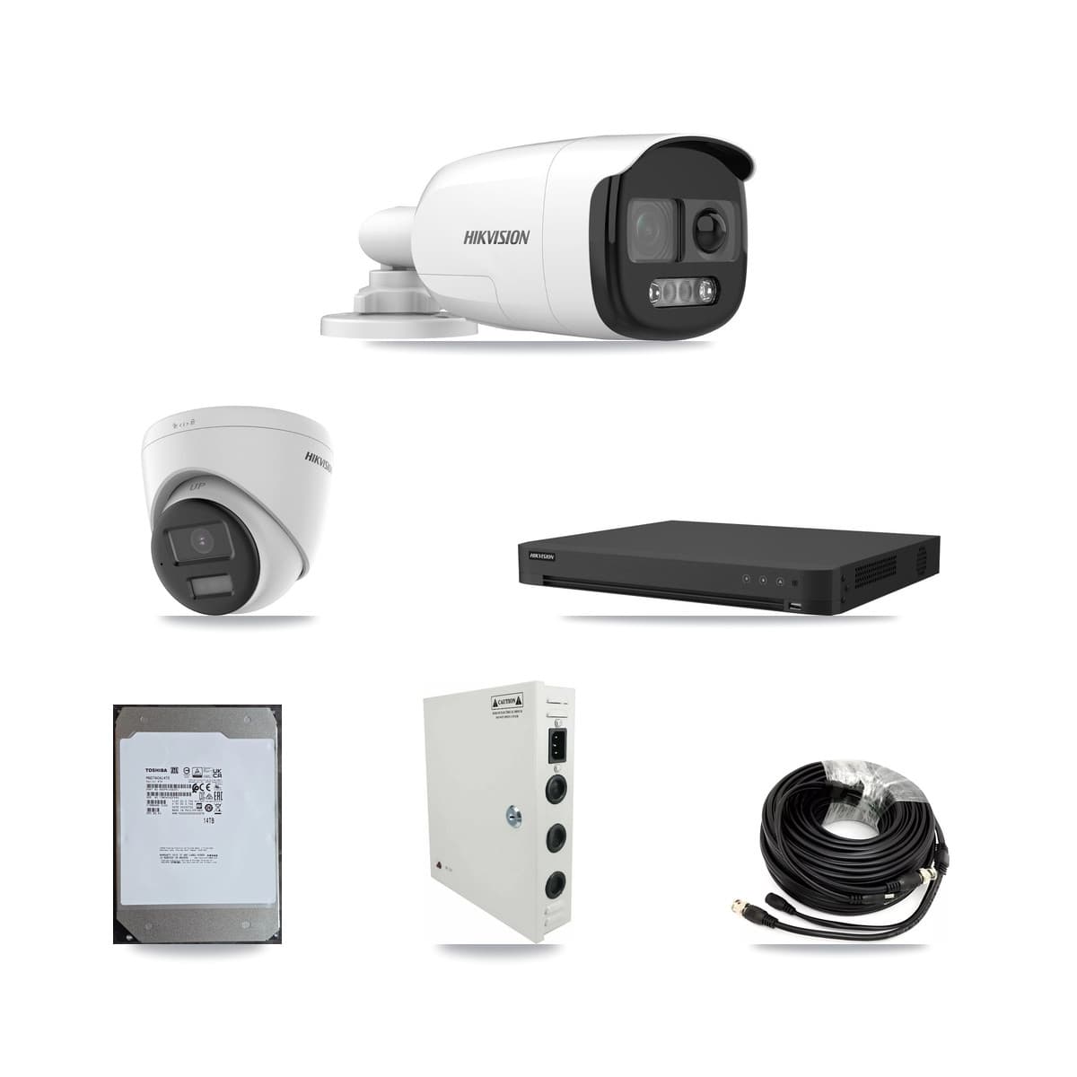 Hikvision 16-Channel 5MP – 4K CCTV Kit — 9 5MP Bullet + 4 4K Turret Cameras + 14TB Recording