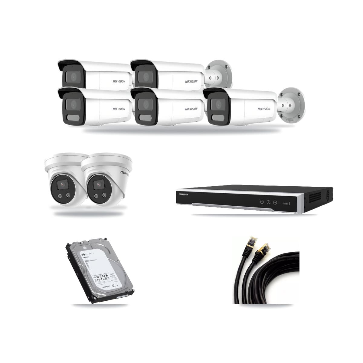 Hikvision 8-Channel 4MP – 5MP CCTV Kit — 5 4MP Bullet + 2 5MP Turret Cameras + 6TB Recording - Image 1