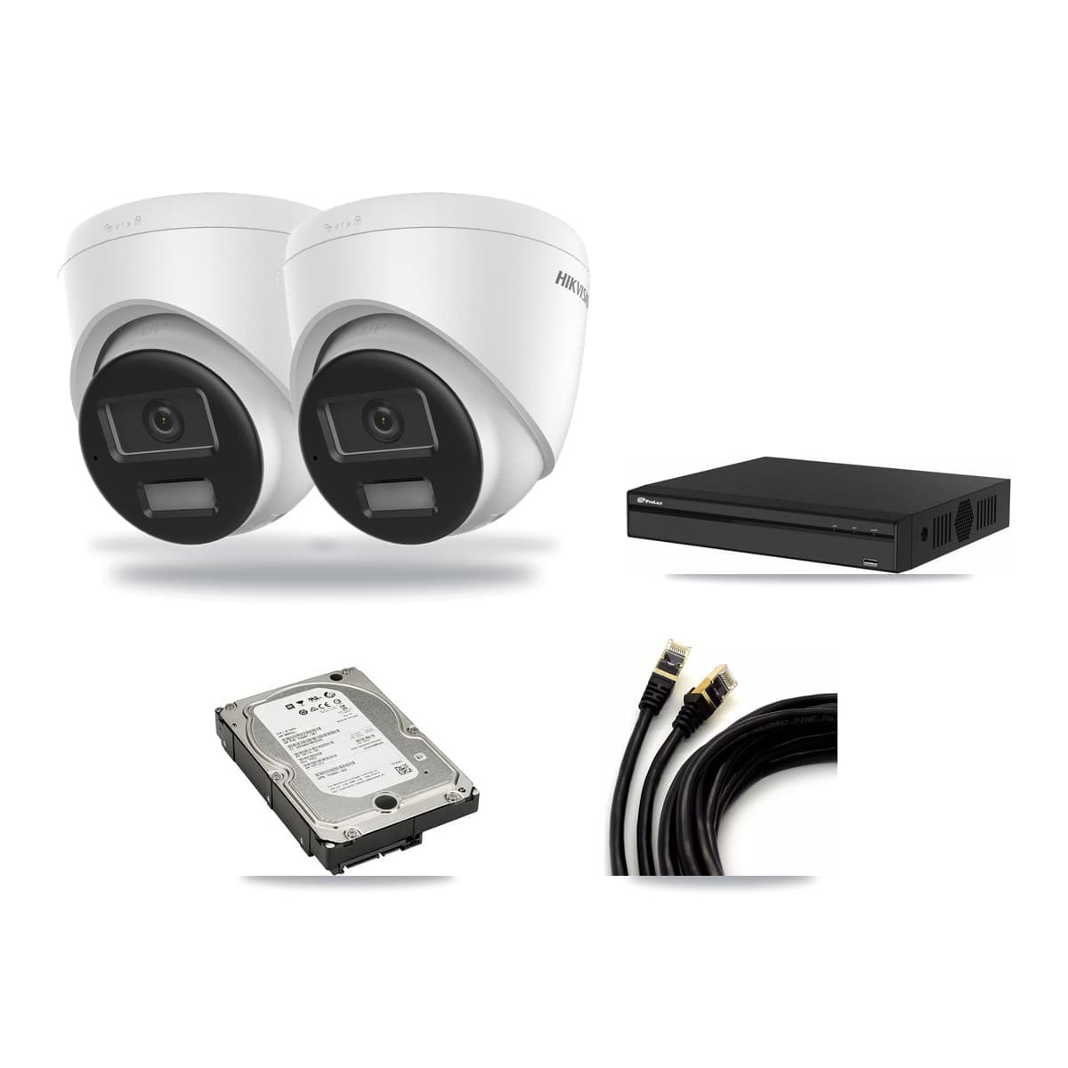 Hikvision & Prolux 4-Channel 4K CCTV Kit — 2 DS-2CD1383G2-LIU Turret Cameras + 5TB Recording (PXN-2104HS-4P-4K Recorder) - Image 1
