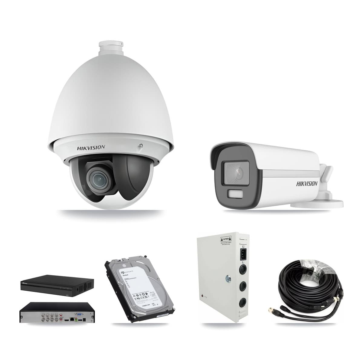 Hikvision & Prolux 8-Channel 2MP – 4K CCTV Kit — 7 2MP PTZ + 1 4K Bullet Cameras + 6TB Recording (PXD-5108HS Recorder)
